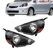 Halogen Headlights Headlamp For Honda Fit 2007-2008 Black Set Driver&Passenger picture
