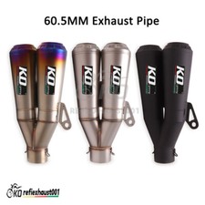 60.5mm Universal Motorcycle Exhaust Tips Slip-on Muffler Pipes Dual-outlet Tube picture
