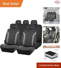 Universal 9-Piece Car Seat Covers - Waterproof and Breathable Protection - Gray picture