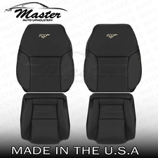 Fits 1994 - 1998 Ford Mustang Front TOP & BOTTOM Black Vinyl Seat Covers (4PCS) picture