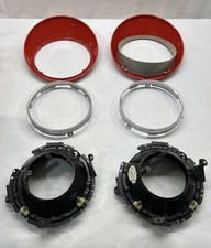 1978-86 Porsche 911 930 Sugar Scoop Headlight Rims Pair Guard Red Surround HELLA picture