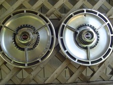 TWO VINTAGE 1964 64 CHEVROLET CHEVY IMPALA CHEVELLE SS HUBCAPS WHEEL COVERS picture