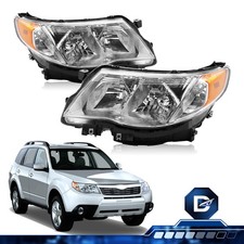 DriveForge For 2009-2013 Subaru Forester Halogen Chrome Headlights Pairs 09-13 picture