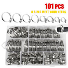 101x Adjustable Stainless Steel Hose Clamps Worm Gear Clamp Assortment 8 Sizes picture