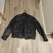 Hein Gericke Leather Motorcycle Jacket Mens 42 Black German Vented Riding Gear picture