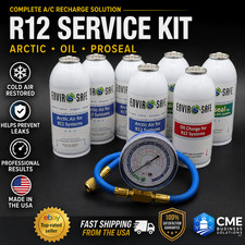 Envirosafe Arctic Air for R12, Auto AC Refrigerant Proseal & Oil & Brass Gauge picture