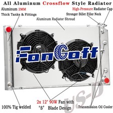 2Row Radiator Shroud Fan Fit 68-1977 Chevy Chevelle Malibu 1971-90 Caprice CC161 picture