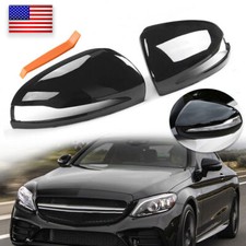 2X Gloss Black Mirror Cover Caps For 2016-2020 Benz C E GLC Class W205 X253 W213 picture