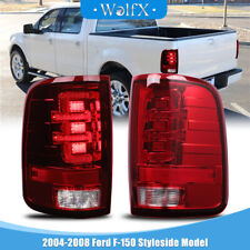 LED Tail Lights Chrome Red For 2004-2008 Ford F-150 Styleside Rear Brake Lamps picture