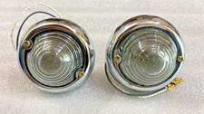 JEEP WILLYS PARKING TURN SIGNAL INDICATOR CLEAR GLASS LIGHT PAIR CHROME picture