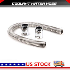 36 Stainless Steel Radiator Silver Flexible Coolant Water Hose Chrome CAPS picture