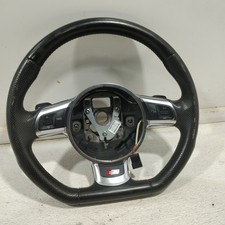AUDI Black 3-Spoke Leather Flat-Bottom Sports Wheel TT Quattro TTS TT RS 07-15 picture