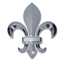 NEW Fleur-de-Lis Chrome Metal Auto Emblem. picture