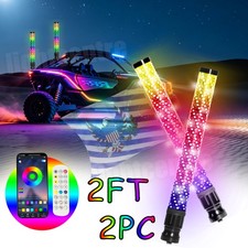2PC 2FT COB Thick LED Whip Spiral Chasing RGB Fat Whip Lights For Can Am UTV ATV picture