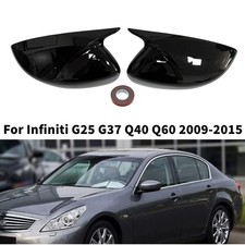 2X Gloss Black Side Wing Mirror Cover Cap For Infiniti G25 G37 Q40 Q60 2008-2015 picture