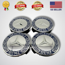 Set of 4 75MM Wheel Center Rim Caps Hubcaps fits Mercedes-Benz AMG NAVY BLUE picture