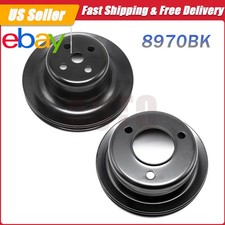 SB Ford Water Pump & Crank Pulley Single 1 Groove Black Steel 260 289 1965-67 V8 picture