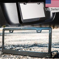 For BMW 3 5 7 Series Carbon Fiber Pattern License Plate Holder Tag Frame Cover picture