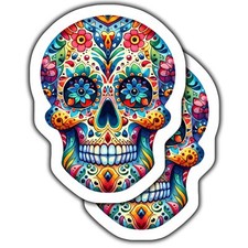 COLORFUL SKULL STICKERS PACK, DAY OF THE DEAD VINYL DECALS, BRIGHT SUGAR SKULL S picture