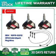 Set of 3 OEM Ignition Coil & Spark Plug Wire  for Toyota TACOMA TUNDRA 3.4L V6 picture