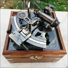 Vintage Heavy German Working Sextant 5In Marine Nautical Collectible With Wooden picture