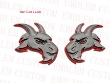 2x Gray with Red Head Emblem for Ram 1500 2500 3500 Fender badge Hellcat Style picture