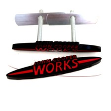 2x 9CM BLACK RED JOHN COOPER WORKS Front Grille Badge Rear Sticker for MINI JCW picture