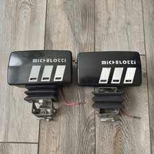 Vintage Pair MICHELOTTI Square Fog Lights Clear Halogen Made In Japan Tested picture