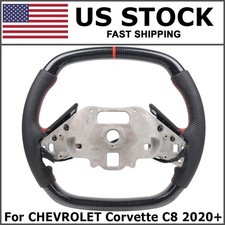 3K D-Shape Flat Bottom Carbon Fiber Heated Steering Wheel For Corvette C8 2020+ picture
