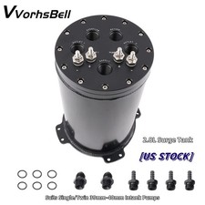 Black Fuel Surge Tank 2.8L For Single or 2.6L For Dual 39-40mm Pumps 8AN Ports picture