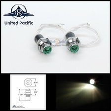Pair Mini Green Pilot Dash Indicator Warning Lights 12V Classic Hot Rod Vintage picture