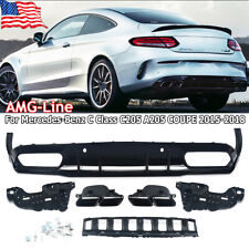 Rear Diffuser+Exhaust Tips For Benz C205 COUPE C200 C300 C43 C63 AMG Line Bumper picture