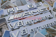 ML63+ AMG + V8 BITURBO Letters Trunk Embl Badge Sticker for Mercedes Benz picture