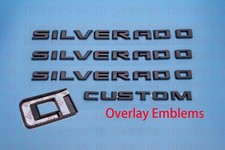 4pcs 2019-2024 Silverado Custom Overlay Emblems Nameplate Badges (Matte Black) picture