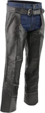 NWT M-Boss Men’s Black Jean Style Vented Leather Chaps Size L Black $150 FLA298 picture
