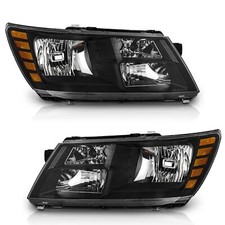 WEELMOTO Pair Headlights For 2009-2020 Dodge Journey Black Headlamps Left+Right picture