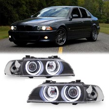 LED Halo Projector Black Headlights For BMW E39 525I 530I M5 LH+RH  1996-2000 picture