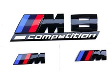 ✅3x new BMW M8 Competition + 2 M Fender Emblems Gloss Black Style Trunk picture