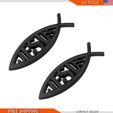 2PCS 3D Metal Chrome Christian Fish Symbol Decal Sticker Cars TrucksColor: black picture