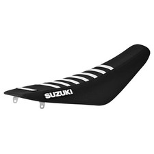 2007-2009 SUZUKI RMZ 250 Gripper Seat Cover ALL BLACK / WHITE RIBS LOGO #56 picture