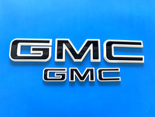 2021-2024 Only  GMC Yukon Yukon XL Front & Rear Flat White Gloss Black Emblems picture