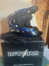1Storm DOT Adult Motocross Helmet blue XL model HF801 new open box very light picture