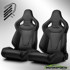 Universal PVC C-Series Reclinable Black Sport Racing Seats Pair With Slider picture