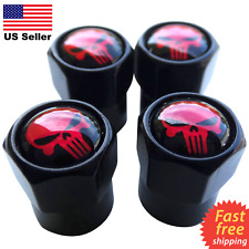 1 Set of Punisher Tire Valve Stem Caps For Car, Truck Standard Fitting (Red) picture