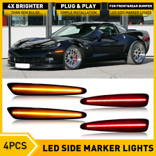 For 05-2013 Chevy Corvette C6 Smoked Front Rear LED Side Marker Lights Amber Red picture