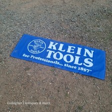 Vintage large KLEIN TOOLS BANNER FLAG 27X70 INCHES Blue picture