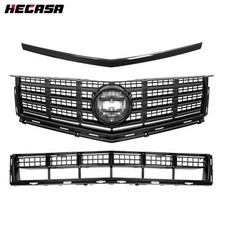 HECASA For 2013-2016 Cadillac SRX 3PCS Black Front Bumper Upper Lower Grille picture