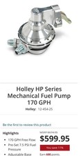 Holley 170+ GPH HP SERIES MECHANICAL FUEL PUMP 12-454-25 picture