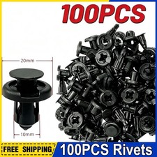 100-Pack Bumper Clips 10mm Hood Fender Push Rivets Retainer Fasteners For Honda picture
