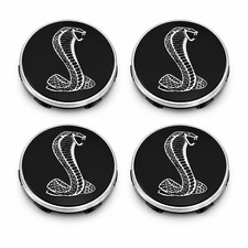 4PCS 60mm Cobra Snake Wheel Center Caps Black Chrome Hub Cover Mustang Shelby picture
